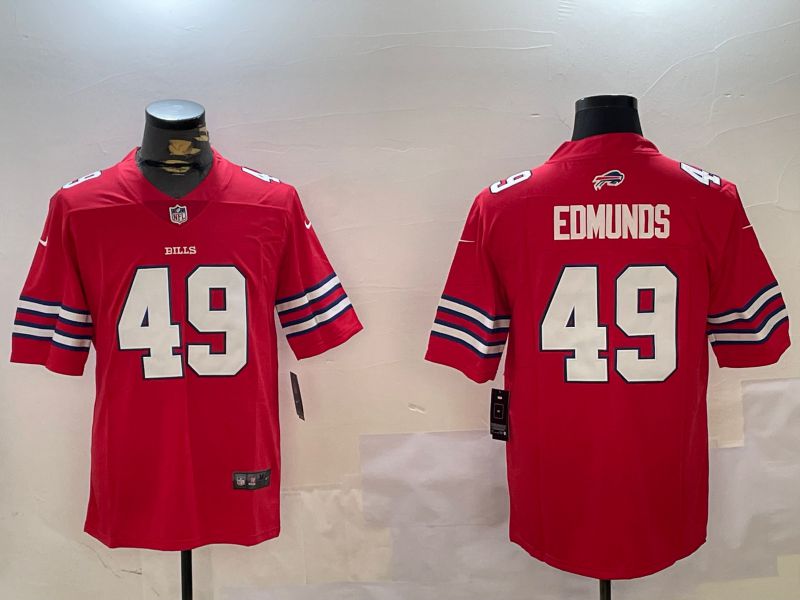 Men Buffalo Bills #49 Edmunds Red Second generation 2024 Nike Limited NFL Jersey style 1